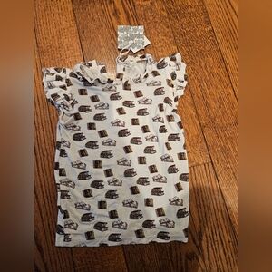 New NWT Kate Quinn Top Ruffle Books 4T Girls Sleeveless Bamboo